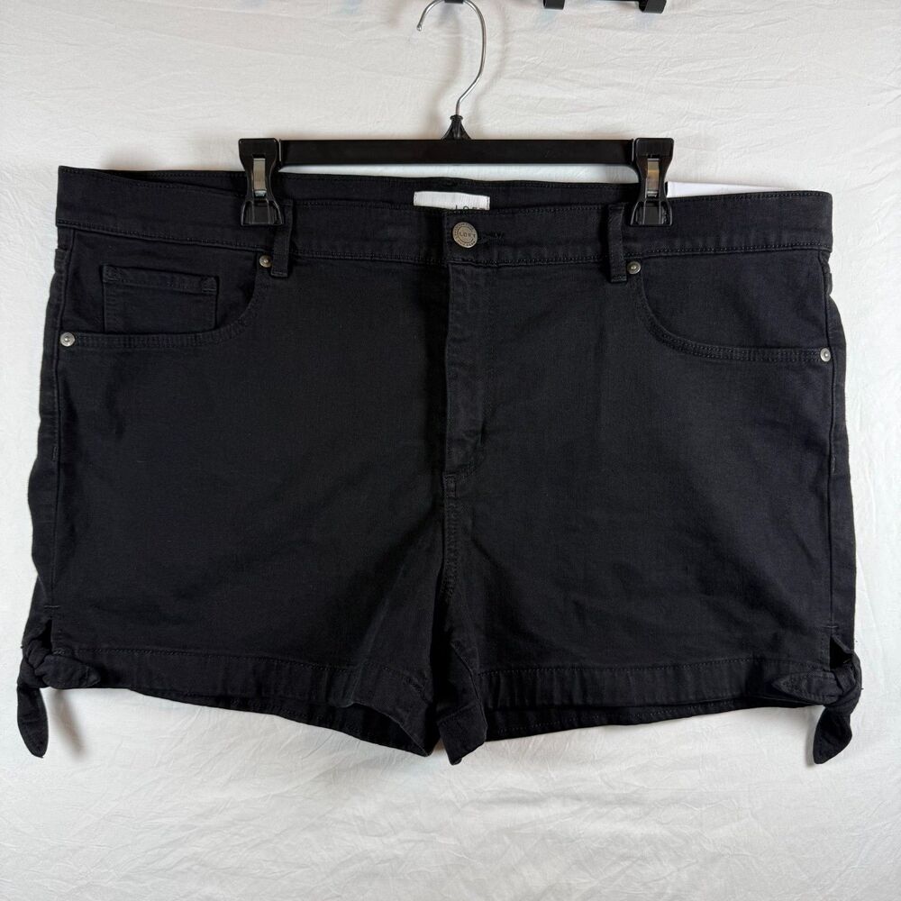 LOFT Black Denim Shorts with Tie Hem Detail Size 34/18 NWT - Picture 1 of 10